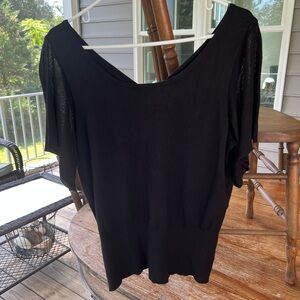 White House Black Market WHBM Sweater Short Sleeve Crew Neck Bow in Back Large